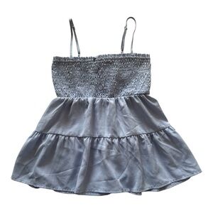 Paper Crane Gray Camisole with Smocked Bodice and Tiered Ruffles